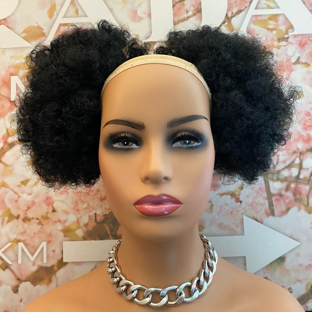 2 PIECE LARGE NATURAL AFRO PUFF WITH SECURE DRAWSTRING KINKY PONYTAIL NWT